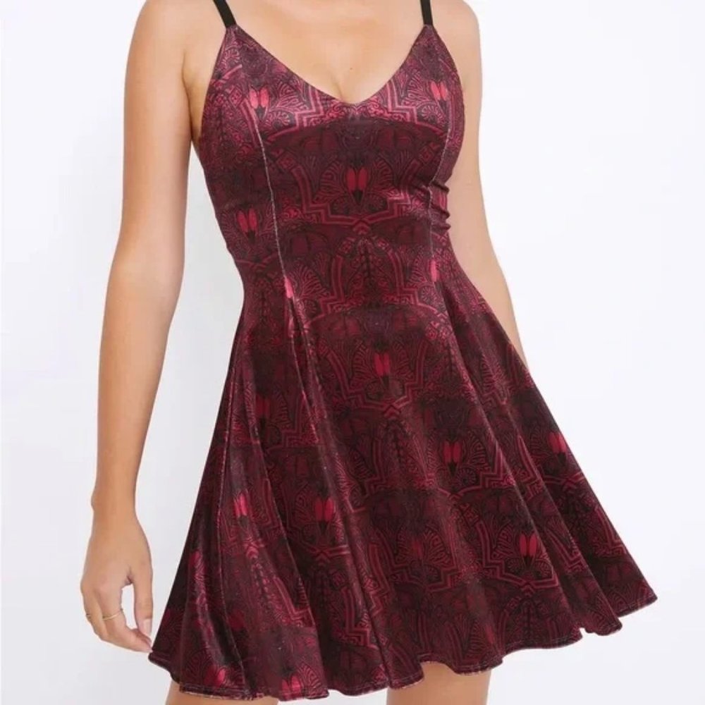 Blackmilk “CURSED BATS VELVET MINI STRAPPY DRESS” Size Medium M NWOT
